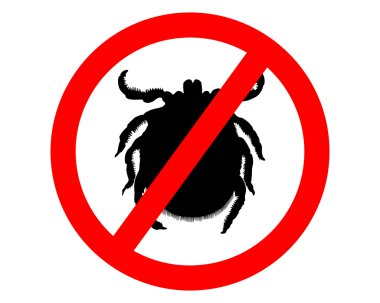 Prohibition sign for ticks on white bac clipart