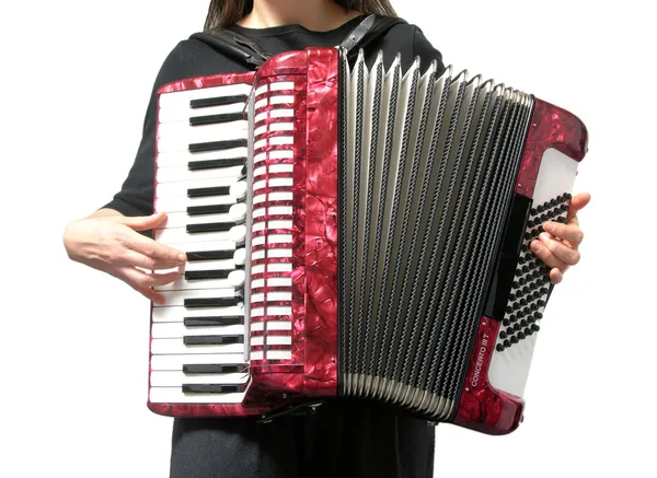 Découpe avec une femme jouant de l'accordéon sur — Photo