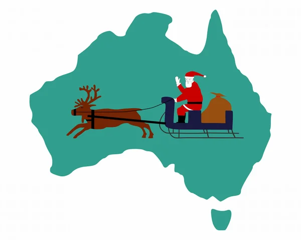 Papai Noel cavalgando em seu trenó de rena — Fotografia de Stock