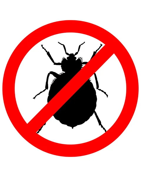 Prohibition sign for bedbugs on white ba — Stock Photo, Image