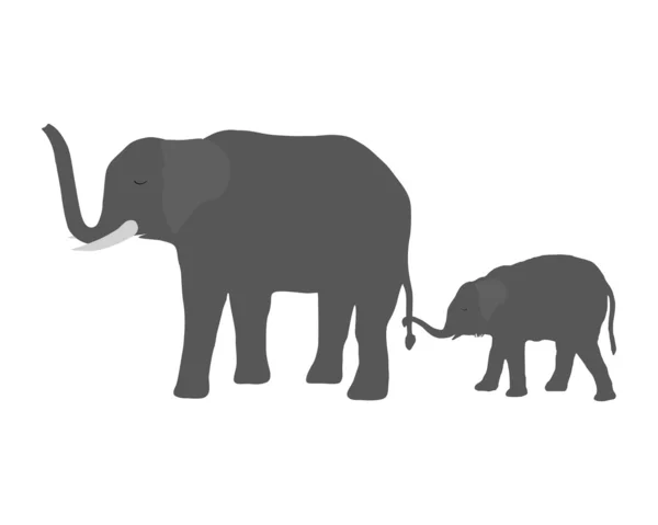 Ko elefant med unga elefant — Stockfoto
