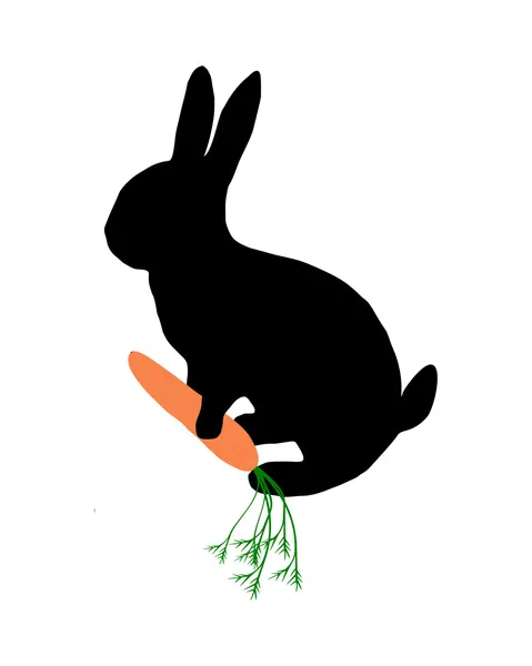 Чорний силует кролика — стокове фото
