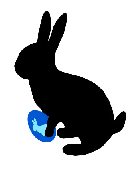 Чорний силует пасхального кролика — стокове фото