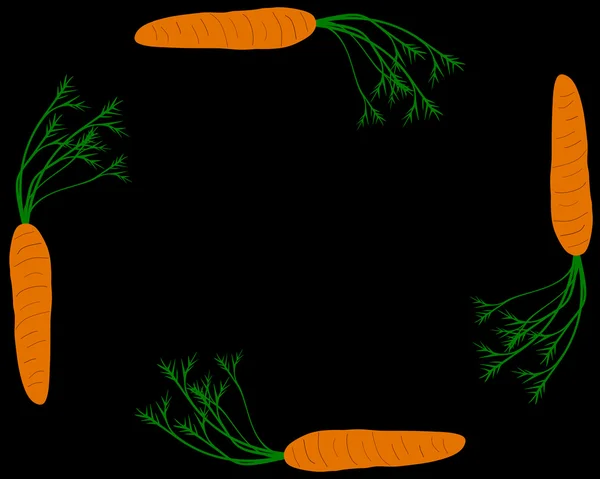 Carottes comme cadre végétal avec ba noir — Photo