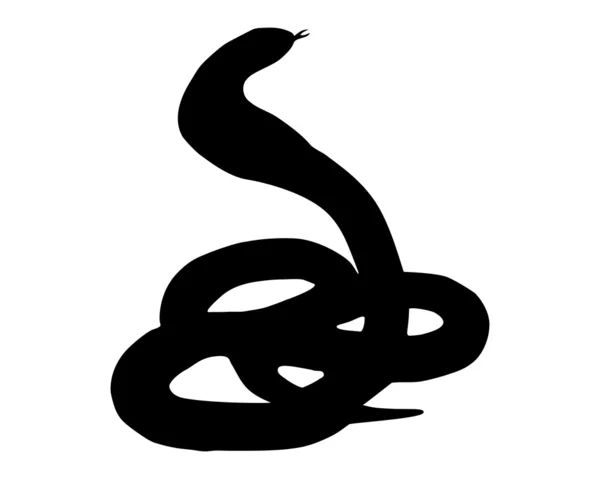 Die schwarze Silhouette einer Kobra auf Weiß — Stockfoto