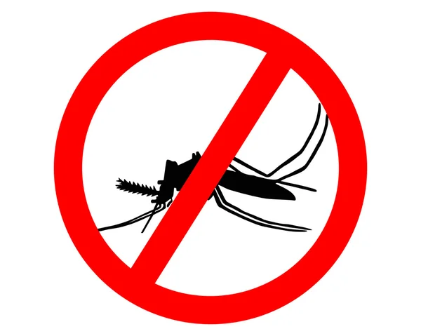 蚊子在白色的禁止标志 — 图库照片