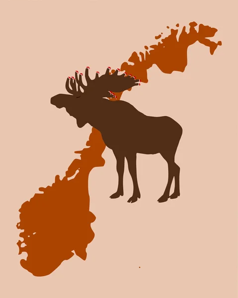 Elk with christmas caps is looking forwa — Stock Photo, Image