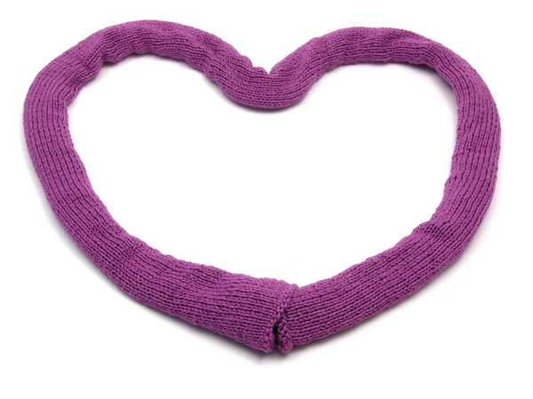 Sytě růžový pletení šátek uspořádány jako hea — Stock fotografie