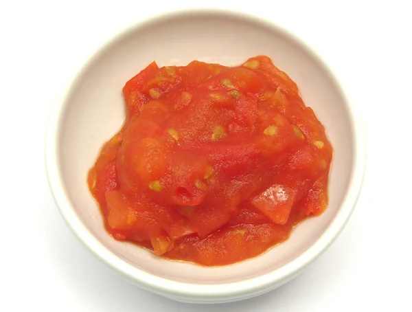 Rajčatový dip v malé misce chinawar — Stock fotografie
