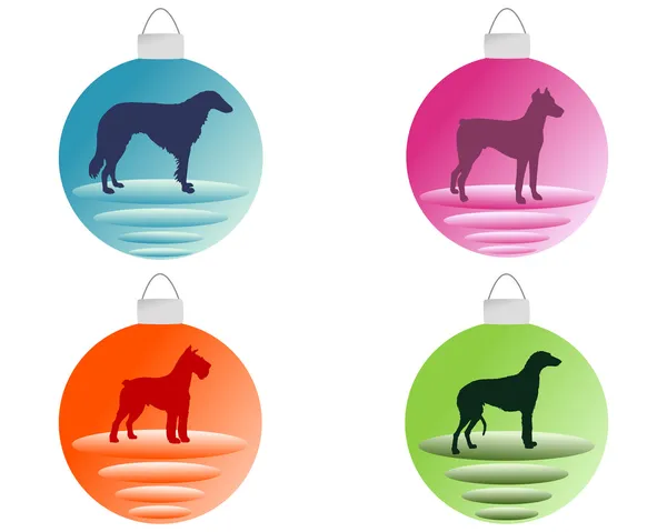 Bauble kerstboom met verschillende hond — Stockfoto