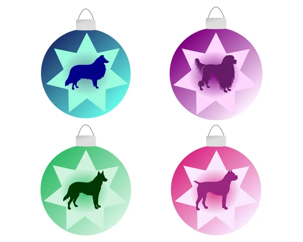Bauble kerstboom met verschillende hond — Stockfoto