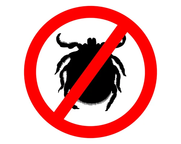 Prohibition sign for ticks on white bac — Stock Photo, Image