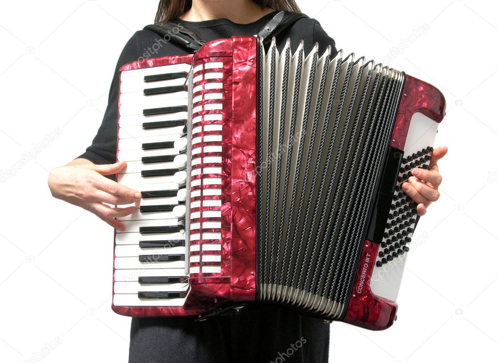 Cutout with a woman playing accordion on