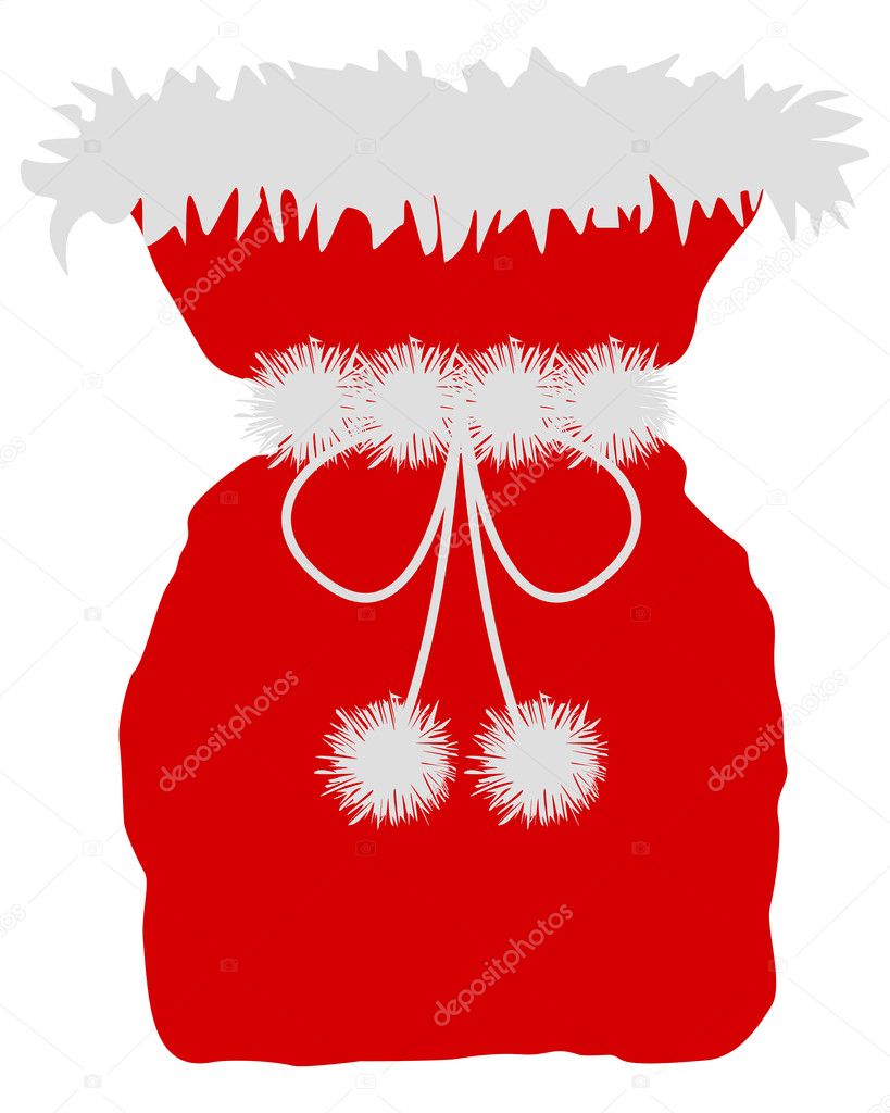 Red St Nicholas bag on white background