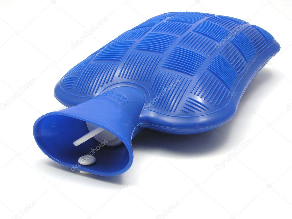Blue hot-water bag on a white backgroun