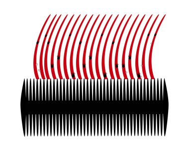 Lice comb and hair with nits on white ba clipart