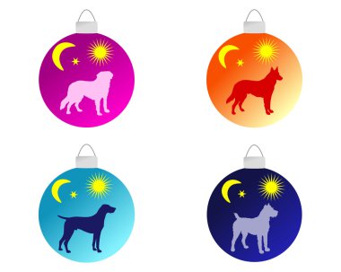 Christmas tree bauble with different dog clipart