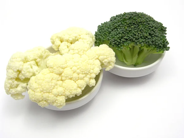 Cauliflower and broccoli inn little bowl — Stock Photo, Image