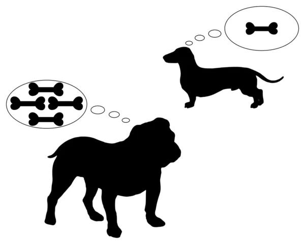 Englische Bulldogge und Dackel träumen von b — Stockfoto