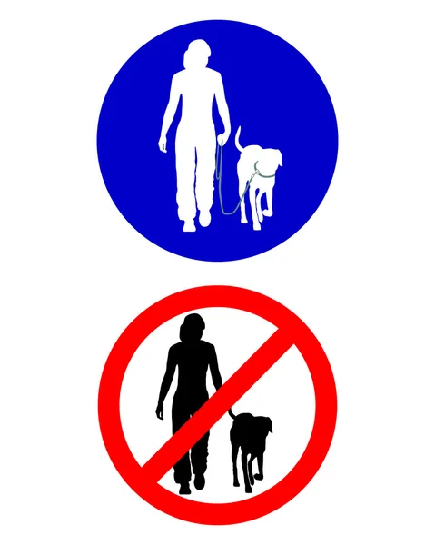 Дорожные знаки для прогулки с собакой — стоковое фото