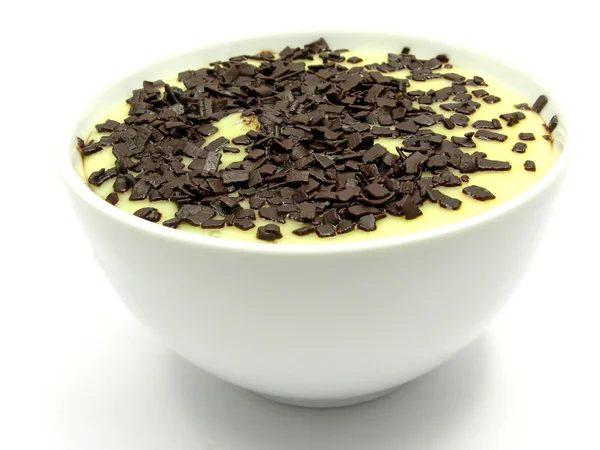 Vaniljsås med riven choklad i en skål — Stockfoto