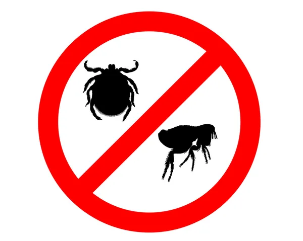 Signo de prohibición para pulgas y garrapatas — Foto de Stock