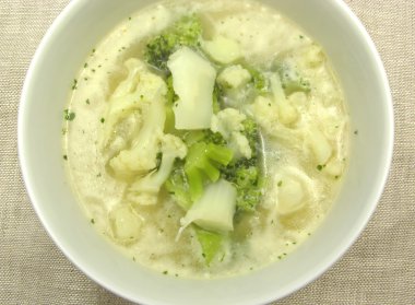 Soup with cauliflower and broccoli clipart