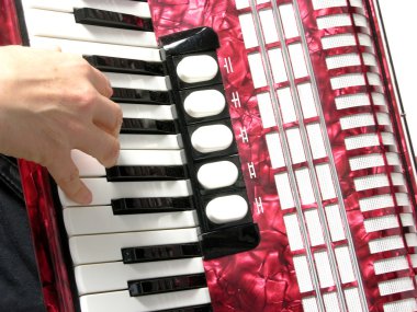 Hand playing accordion clipart