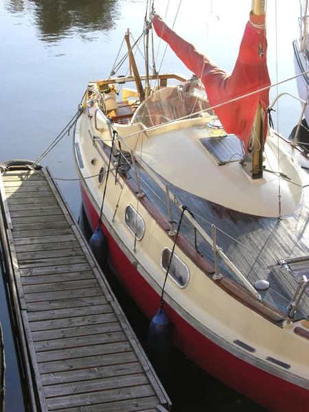 stock image Sail boat drop anchor in a haven