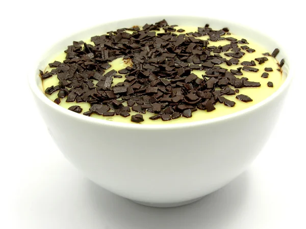 Custard with grated chocolate — Stockfoto