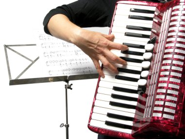 Woman playing accordion clipart