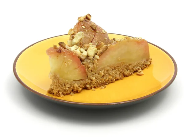 One slice of a wholemeal apple cake — Stock Photo, Image