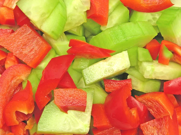 Slices of cucumber and red pepper — Stock Photo, Image