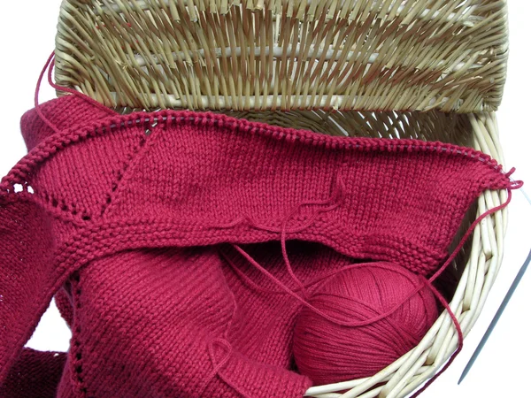 Red knitting with whole pattern — Stock Photo, Image