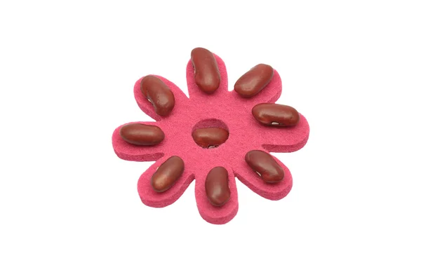 Kidney beans and felt decoration — Stock Photo, Image