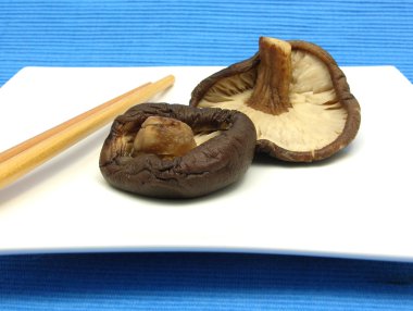 Shiitake on white plate clipart