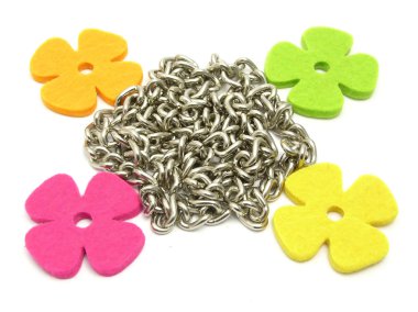 Flowers of felt fraiming a chain clipart