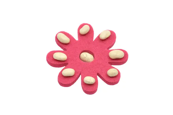 White beans and felt decoration — Stock Photo, Image