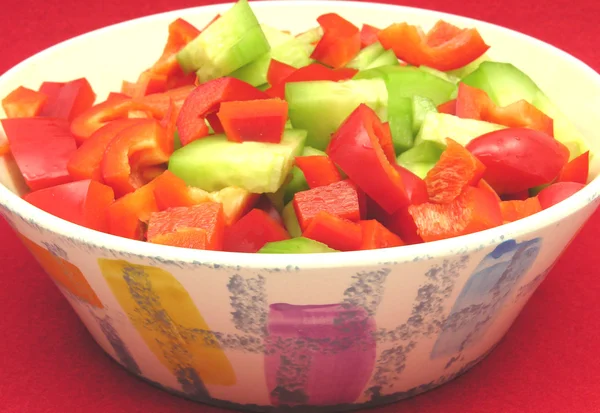 Slices of cucumber and red pepper — Stock Photo, Image