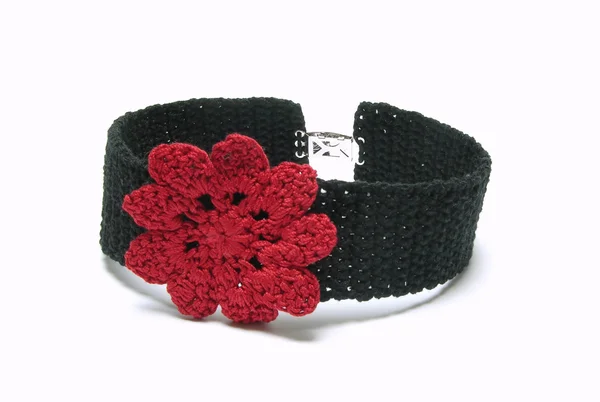 Black crocheted collar — Stock Photo, Image