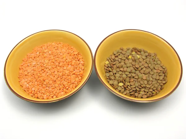 Lentilhas e lentilha vermelha — Fotografia de Stock