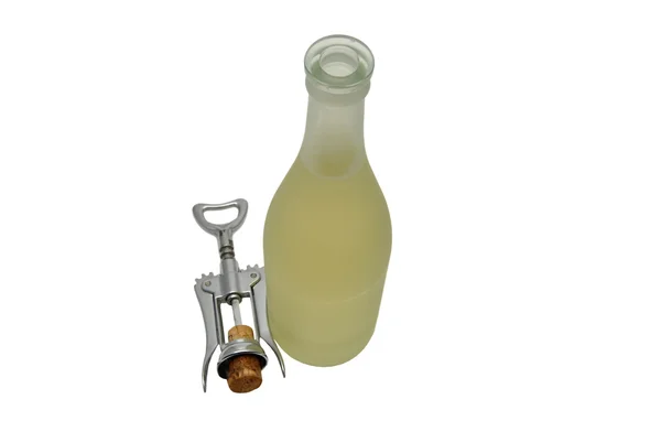 White wine and corkscrew — Stock Photo, Image
