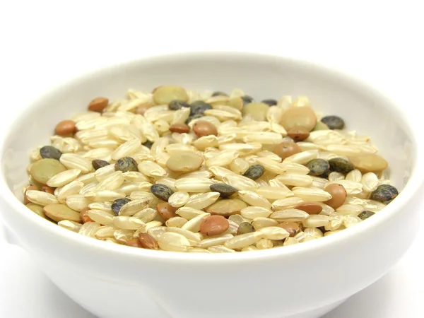 Mixed lentils with brown rice — Stock Photo, Image