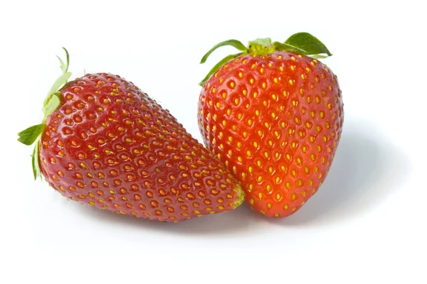 Deux fraises mûres et appétissantes . — Photo