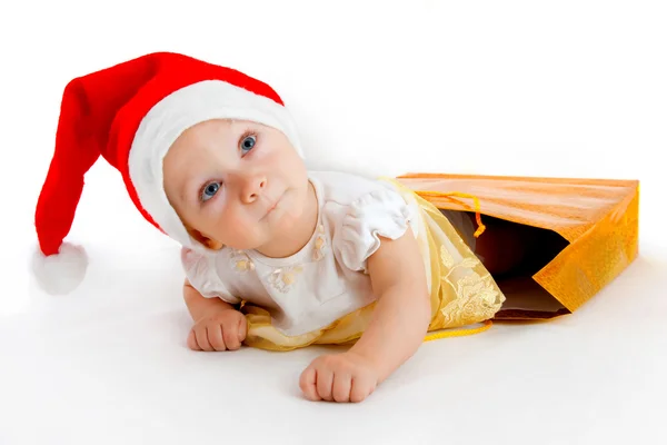 クリスマスの帽子の子 — ストック写真