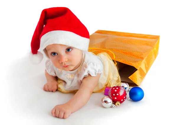Ребенок в рождественской шляпе — стоковое фото