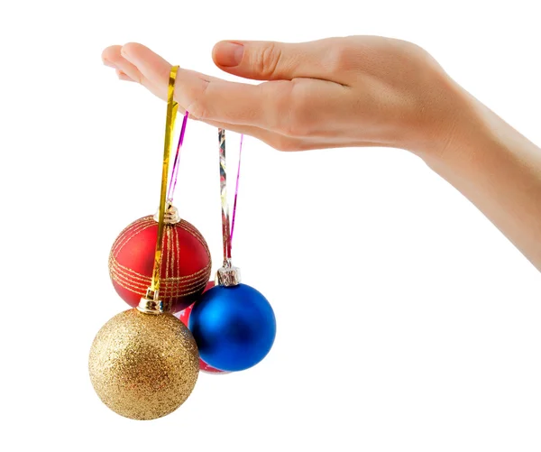 Mão carring poucos bola de Natal — Fotografia de Stock