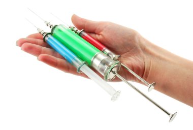 Three reusable syringes with acid substa clipart