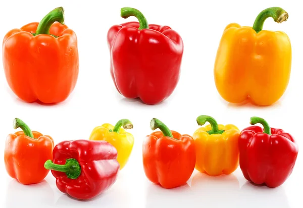 Samling av färgade paprika isolerade — Stockfoto