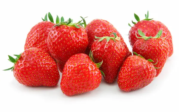Ripe Strawberries in Basket Isolated on — Stock Photo, Image